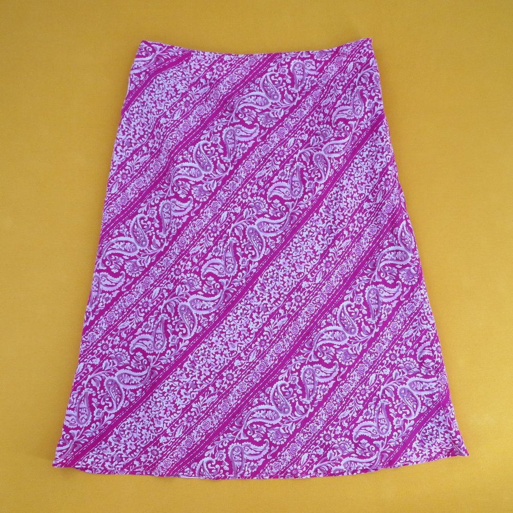 Ann Taylor silk paisley floral print pencil skirt